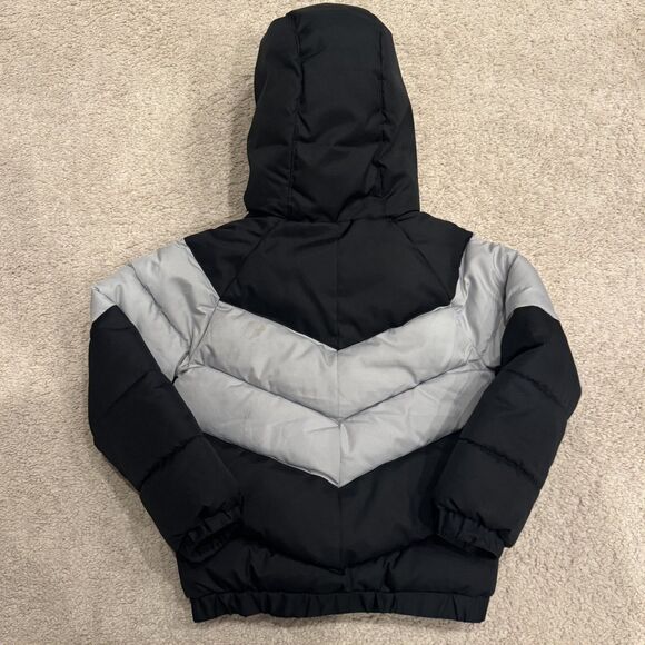 Nike Coat Toddler Boys 4T Puffer Jacket Black Gray Sportswear Colorblock Hooded - Picture 4 of 5